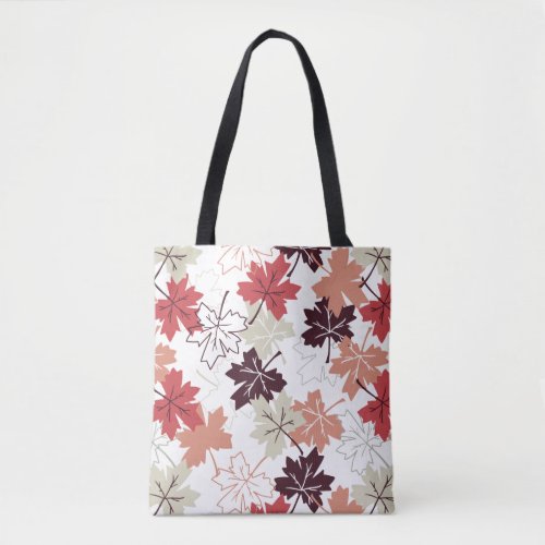 Red Autumn Leaves Pattern White Tote Bag