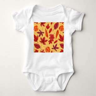 Red autumn leaves watercolor baby bodysuit