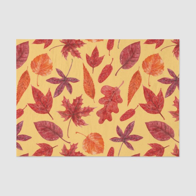 Red autumn leaves watercolor tissue paper (Front)