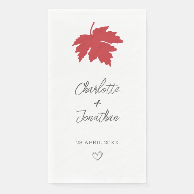 Red  Autumn Maple Leaf Wedding   Paper Guest Towels (Front)