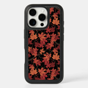 Red Autumn maple leaves on black iPhone 16 Pro Case