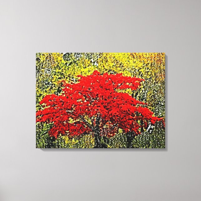 Red Autumn Painting Art - Wrapped canvas Print (Front)