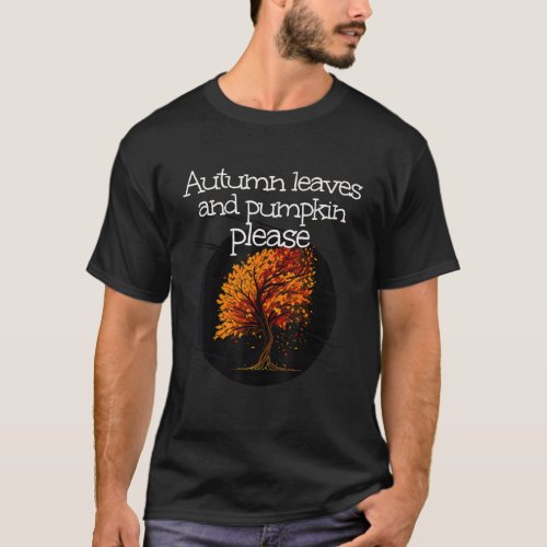 Red Autumn Tree for Pumpkin Leaves and Fall Lovers T_Shirt