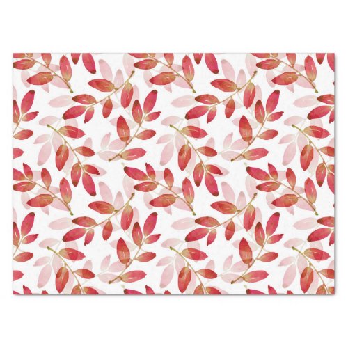 Red Autumn Watercolor Layered Leaves Pattern    Tissue Paper