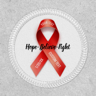 Red Awareness Ribbon Add Your Custom Text Patch