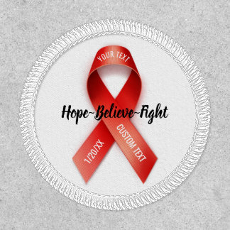 Red Awareness Ribbon Add Your Custom Text Patch