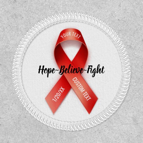 Red Awareness Ribbon Add Your Custom Text Patch