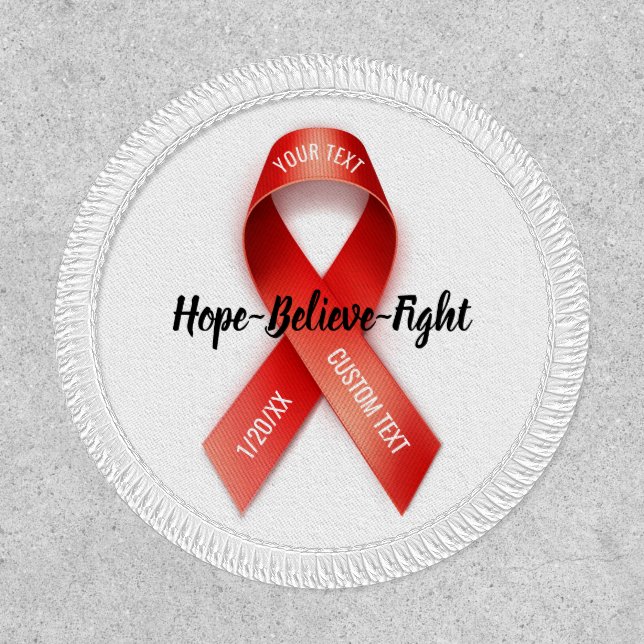 Red Awareness Ribbon Add Your Custom Text Patch (Front)