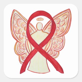 Red Awareness Ribbon Angel Art Decal Stickers