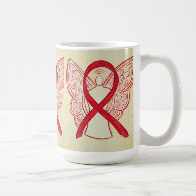 Red Awareness Ribbon Angel Art Mug (Right)