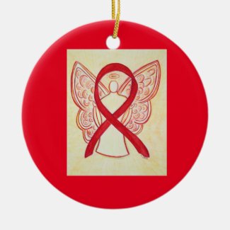 Red Awareness Ribbon Angel Art Ornaments