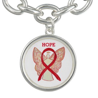 Red Awareness Ribbon Angel Charm Bracelet Jewerly