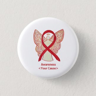 Red Awareness Ribbon Angel Custom Art Pins