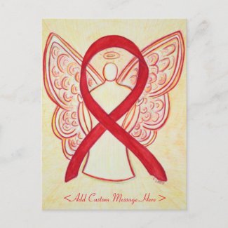 Red Awareness Ribbon Angel Custom Postcard