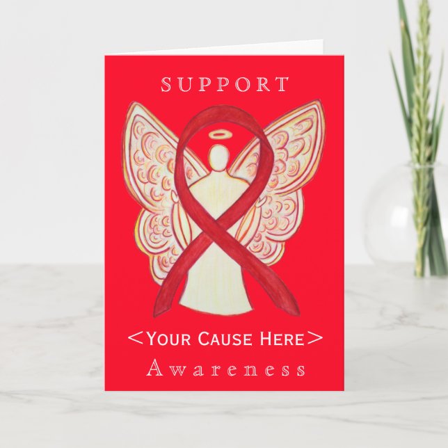 Red Awareness Ribbon Angel Customized Card (Front)