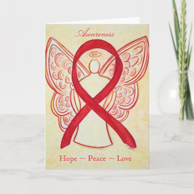 Red Awareness Ribbon Angel Greeting Card (Front)