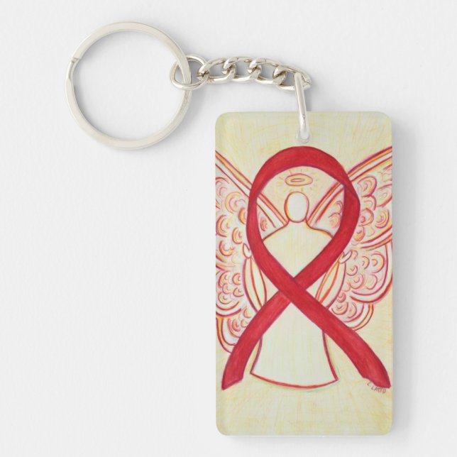 Red Awareness Ribbon Angel Key chain (Front)