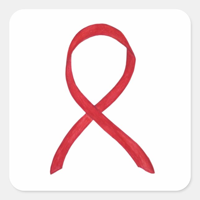 Red Awareness Ribbon Art Custom Decal Stickers (Front)