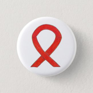 Red Awareness Ribbon Art Custom Pendant Buttons