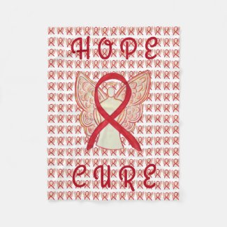 Red Awareness Ribbon Blood Cancer Chemo Blanket