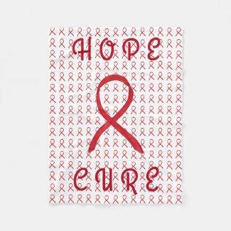 Red Awareness Ribbon Blood Cancer Fleece Blanket