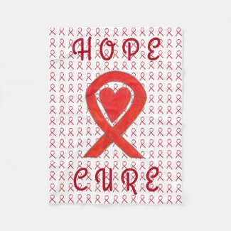 Red Awareness Ribbon Blood Cancer Fleece Blanket