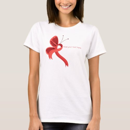 Red Awareness Ribbon Butterfly T_Shirt