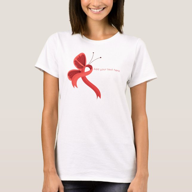 Red Awareness Ribbon Butterfly T-Shirt (Front)