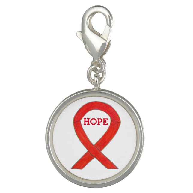 Red Awareness Ribbon Charm Bracelets Jewerly (Front)