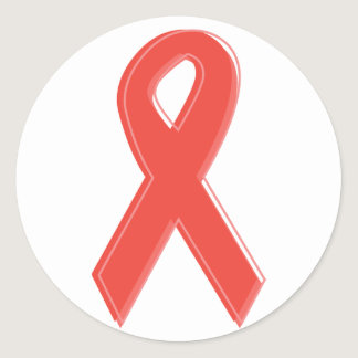 Red Awareness Ribbon Classic Round Sticker