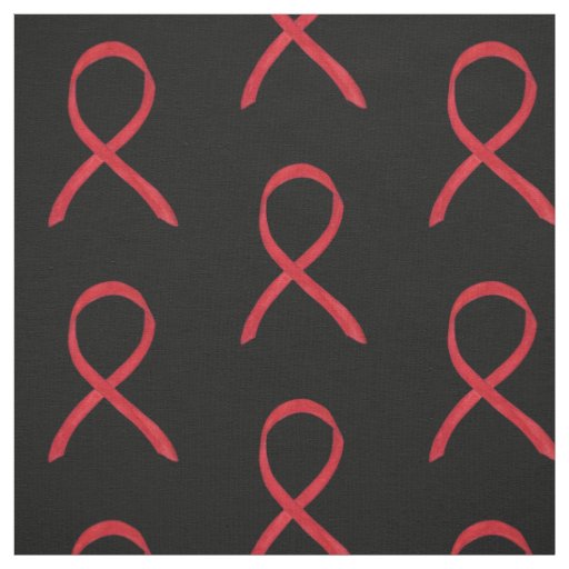 Red Awareness Ribbon Custom Art Fabric Material