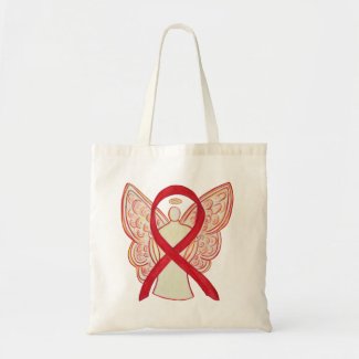 Red Awareness Ribbon Custom Art Tote Bag
