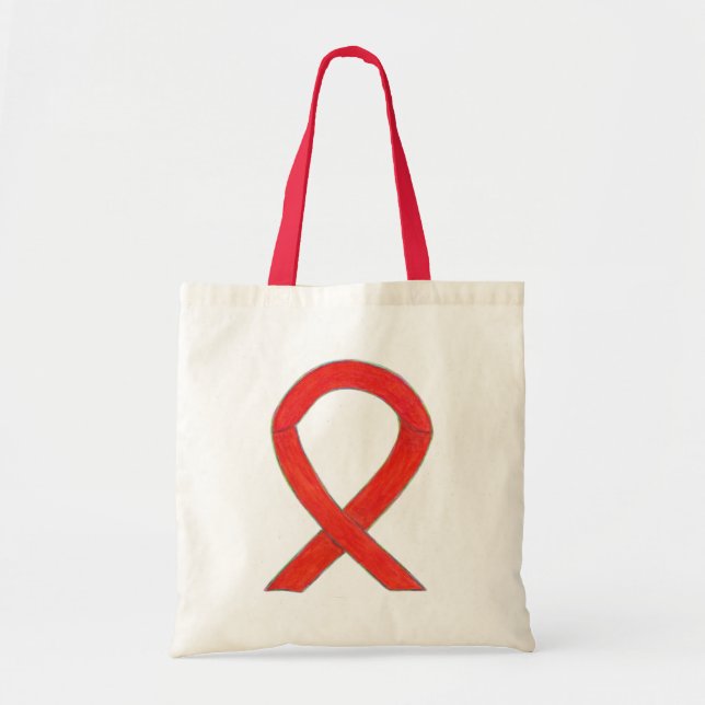 Red Awareness Ribbon Custom Art Tote Bag (Front)