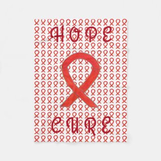 Red Awareness Ribbon Custom Chemo Fleece Blanket