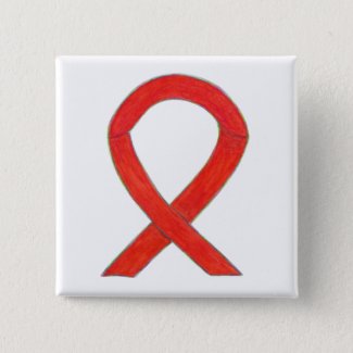 Red Awareness Ribbon Custom Pin Buttons