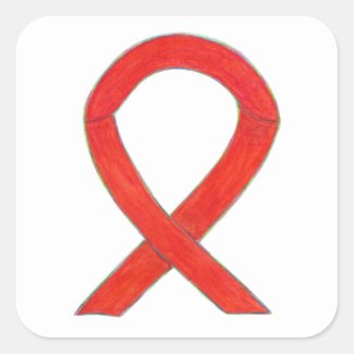 Red Awareness Ribbon Custom Sticker Art Decals