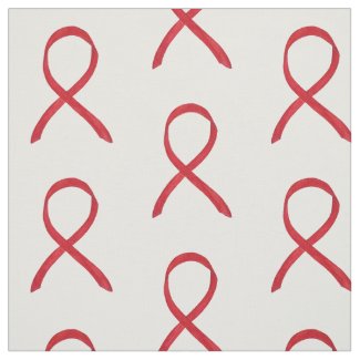 Red Awareness Ribbon  Fabric Art Custom Material