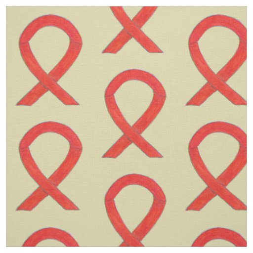 Red Awareness Ribbon  Fabric Art Custom Material