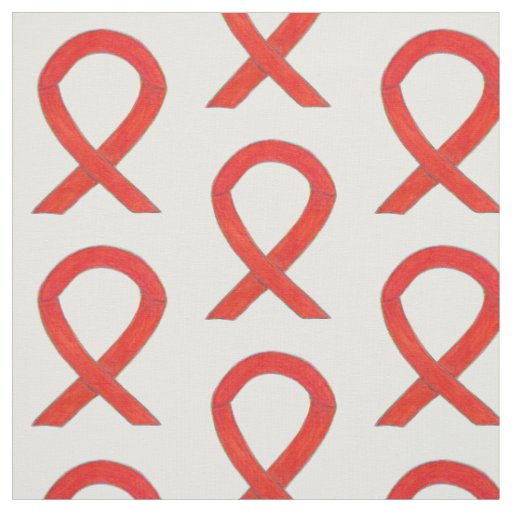 Red Awareness Ribbon  Fabric Art Custom Material
