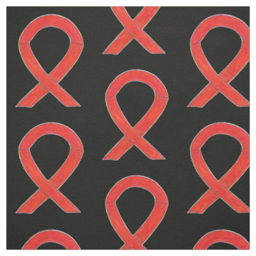 Red Awareness Ribbon  Fabric Art Custom Material