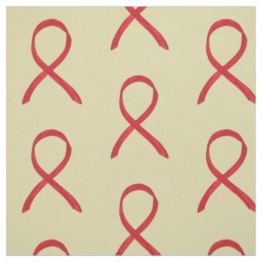 Red Awareness Ribbon  Fabric Art Custom Material