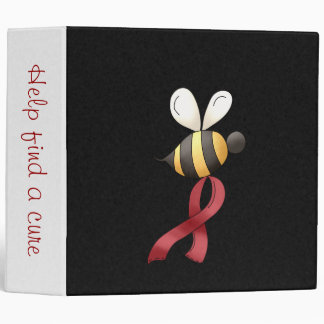 Red Awareness Ribbon & Flowers 3 Ring Binder
