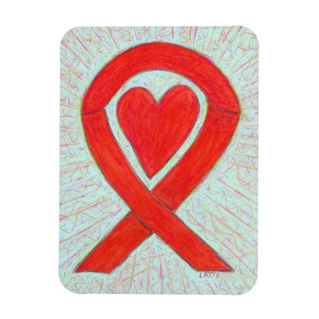 Red Awareness Ribbon Heart Custom Magnet Gift (Vertical)