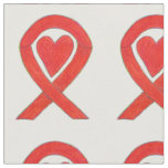 Red Awareness Ribbon Hearts Art Fabrics Fabric