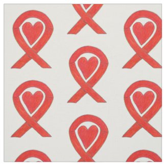 Red Awareness Ribbon Hearts Custom Material