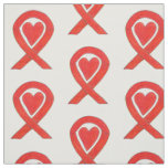 Red Awareness Ribbon Hearts Custom Material Fabric