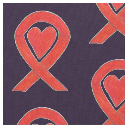 Red Awareness Ribbon Hearts Custom Material Fabric