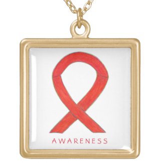 Red Awareness Ribbon Jewelry Necklace