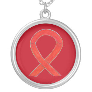 Red Awareness Ribbon Jewelry Necklace