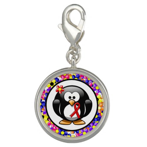 Red Awareness Ribbon Penguin Charm